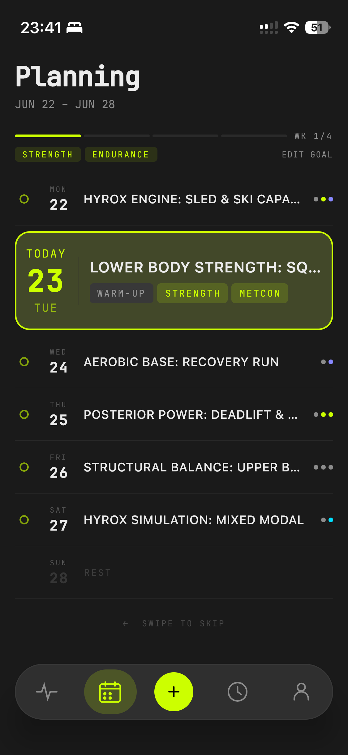 Aura weekly planning screen
